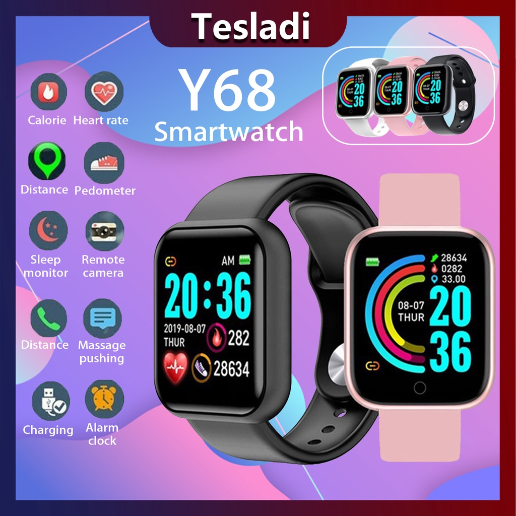 Gotama  SmartWatch Y68 Sport Tahan Air Smart Bluetooth Watch Heart Rate Gelang Pedometer Pelacak Kebugaran