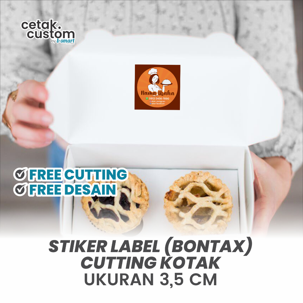 

STIKER LABEL MAKANAN (BONTAX)+CUTTING KOTAK UKURAN 3,5x3,5 CM