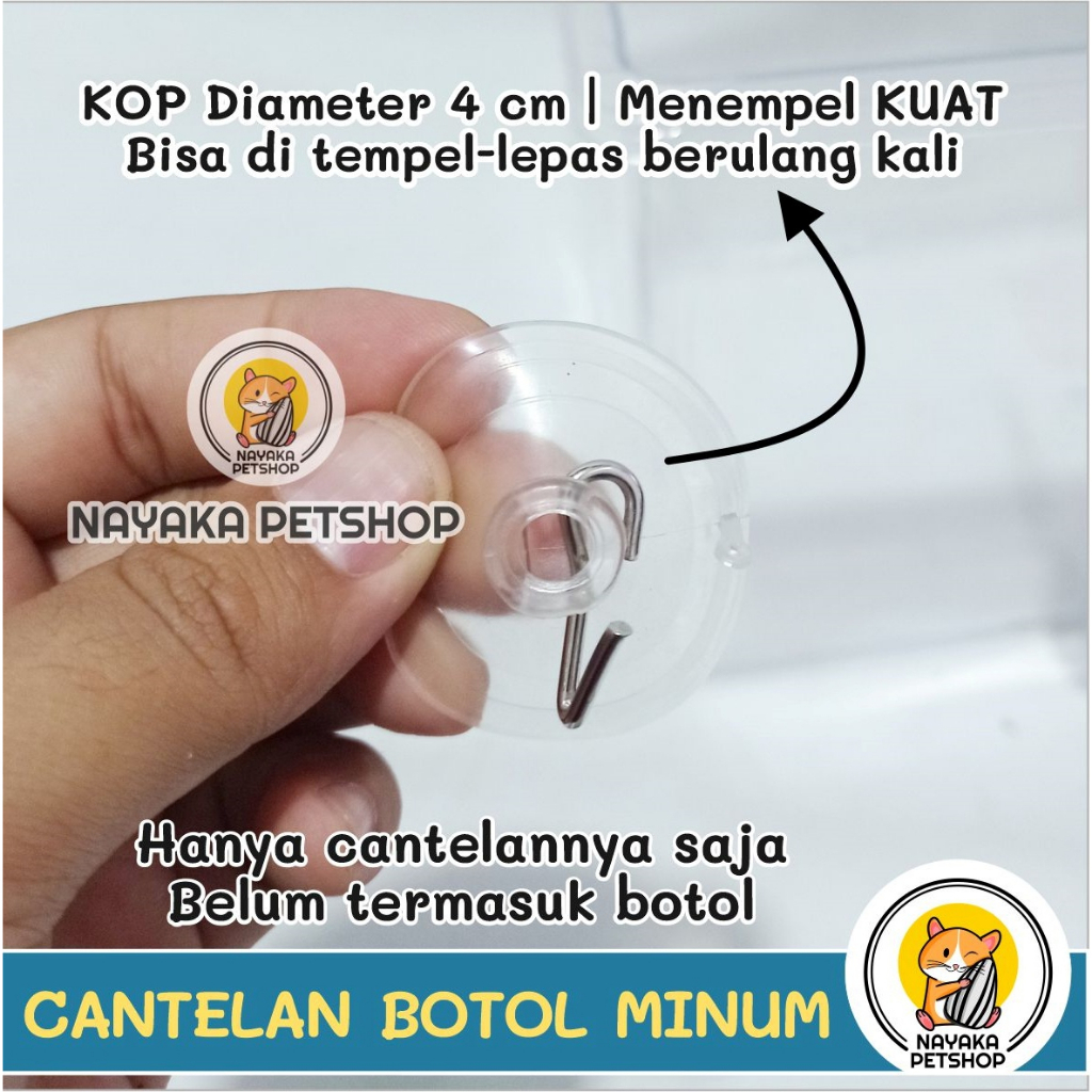 Kop Cantelan Botol Hamster Cantolan Dot Air Minum Hook Gantungan Wadah Aquarium Terarium Akuarium Hewan