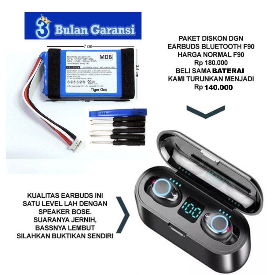 MDB Baterai Speaker Harman Kardon Onyx Studio Mini paket earphone