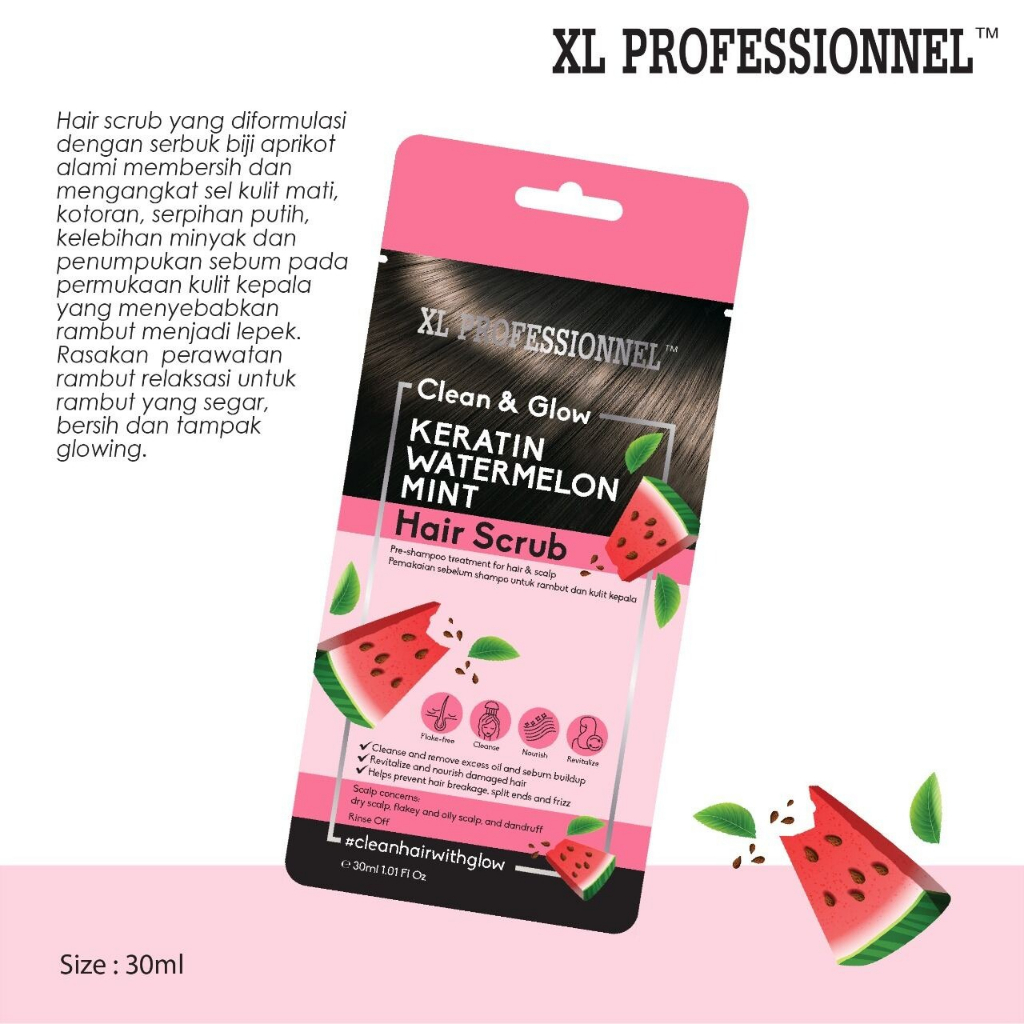 XL PROFESSIONNEL CLEAN &amp; GLOW KERATIN HAIR SCRUB 30 ML