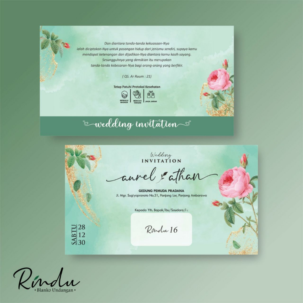 BLANGKO UNDANGAN RINDU 16 / UNDANGAN KOSONG / FREE FILE SETTING / UNNDANGAN PERNIKAHAN / UNDANGAN KH