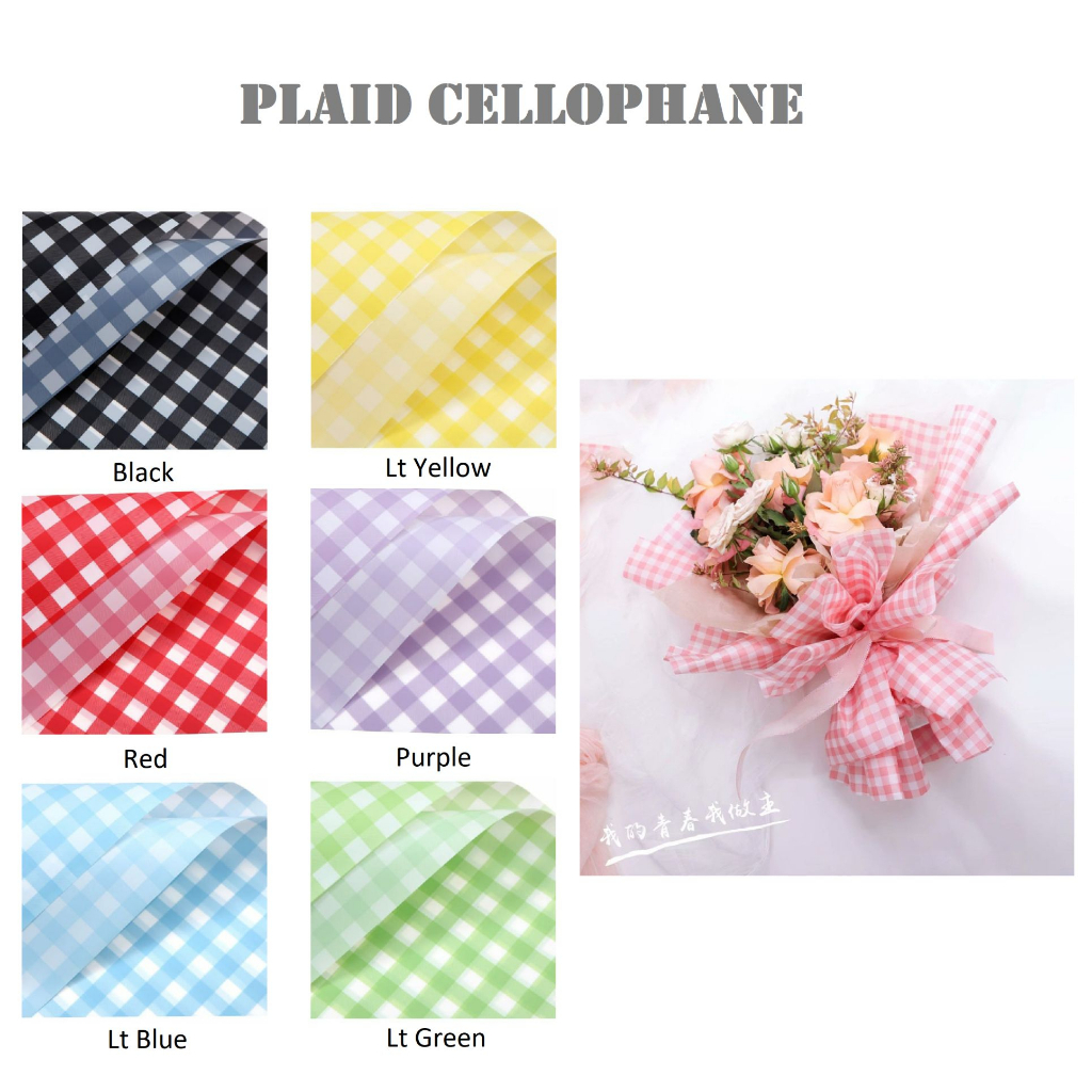

(Lembaran ) Flower Warpping Plaid Cellophane/Kertas Buket