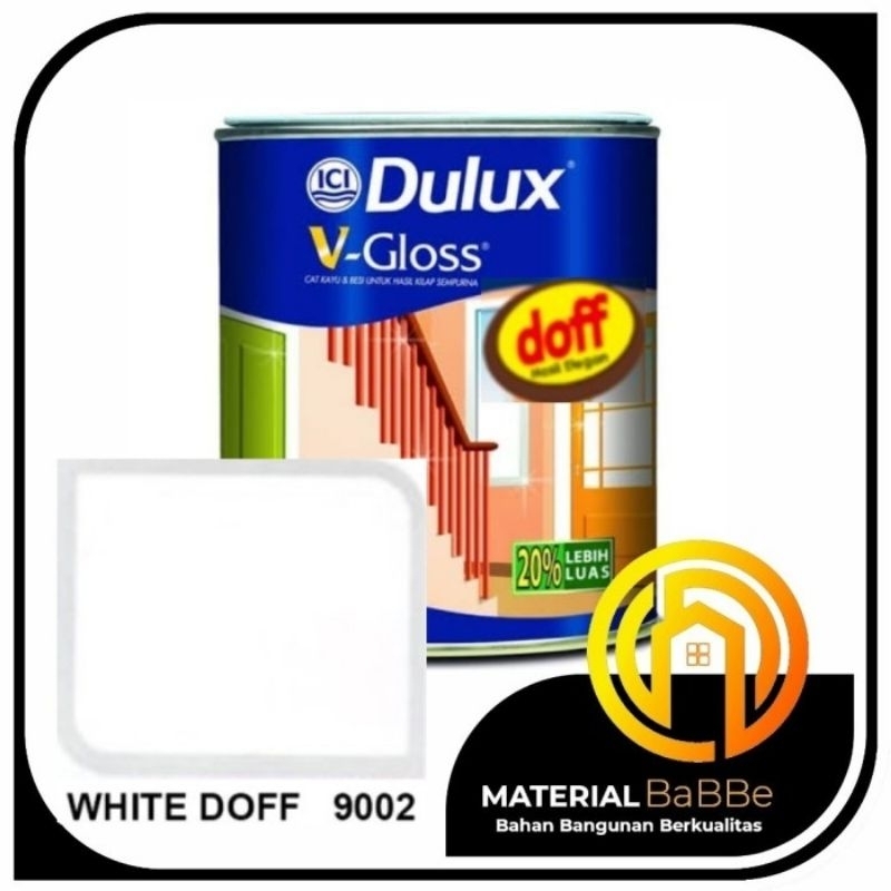Dulux V - Gloss 9002 White Doff 0,8 Liter | Cat Kayu dan Besi Dalam