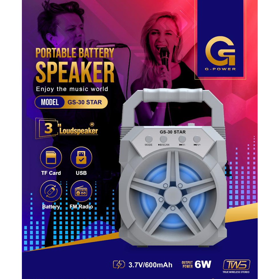 Gpower Speaker bluetooth portable 3&quot; GS-30 STAR PRO Original