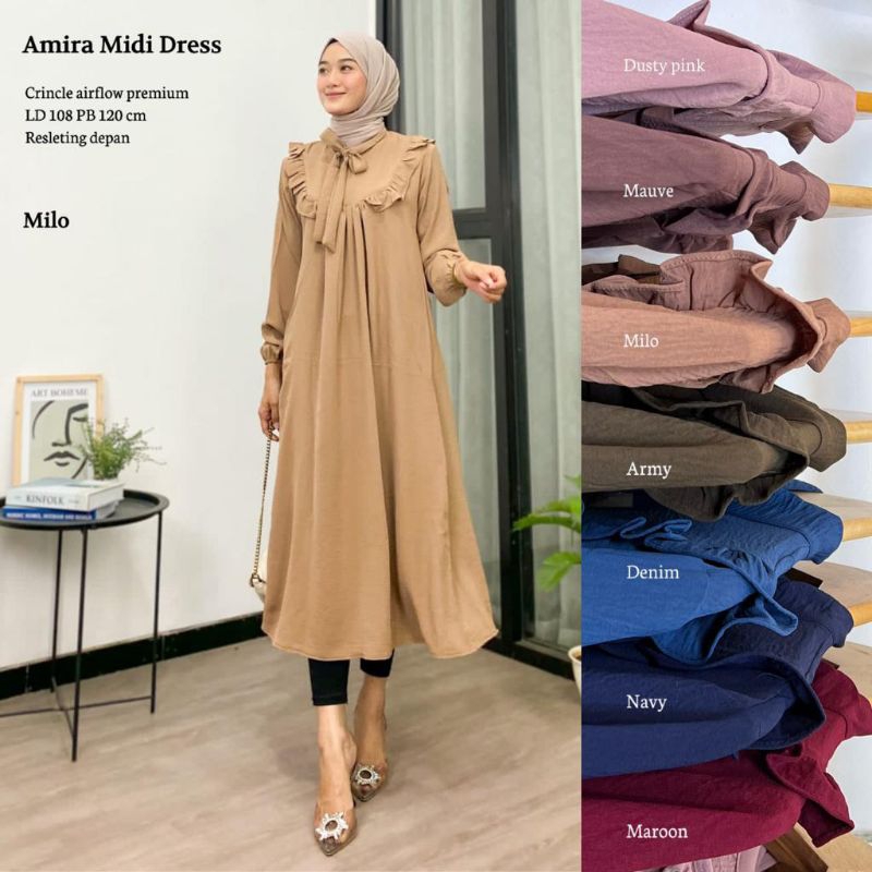 AMIRA MIDI DRESS CRINKLE AIRFLOW / Dress Lebaran