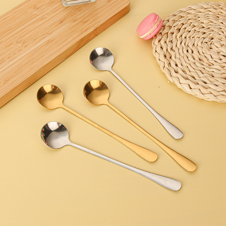❤ IJN ❤ SENDOK PENGADUK MINUMAN KOPI TEH STAINLESS STEEL GAGANG PANJANG OVAL DESSERT SPOON SERBAGUNA | SENDOK STAINLESS PANJANG OVAL &amp; BULAT | SENDOK ES KOPI PANJANG | SENDOK ADUK MINUMAN PENGADUK KOPI TEH COCKTAIL GAGANG PANJANG STAINLESS STEEL GOLD