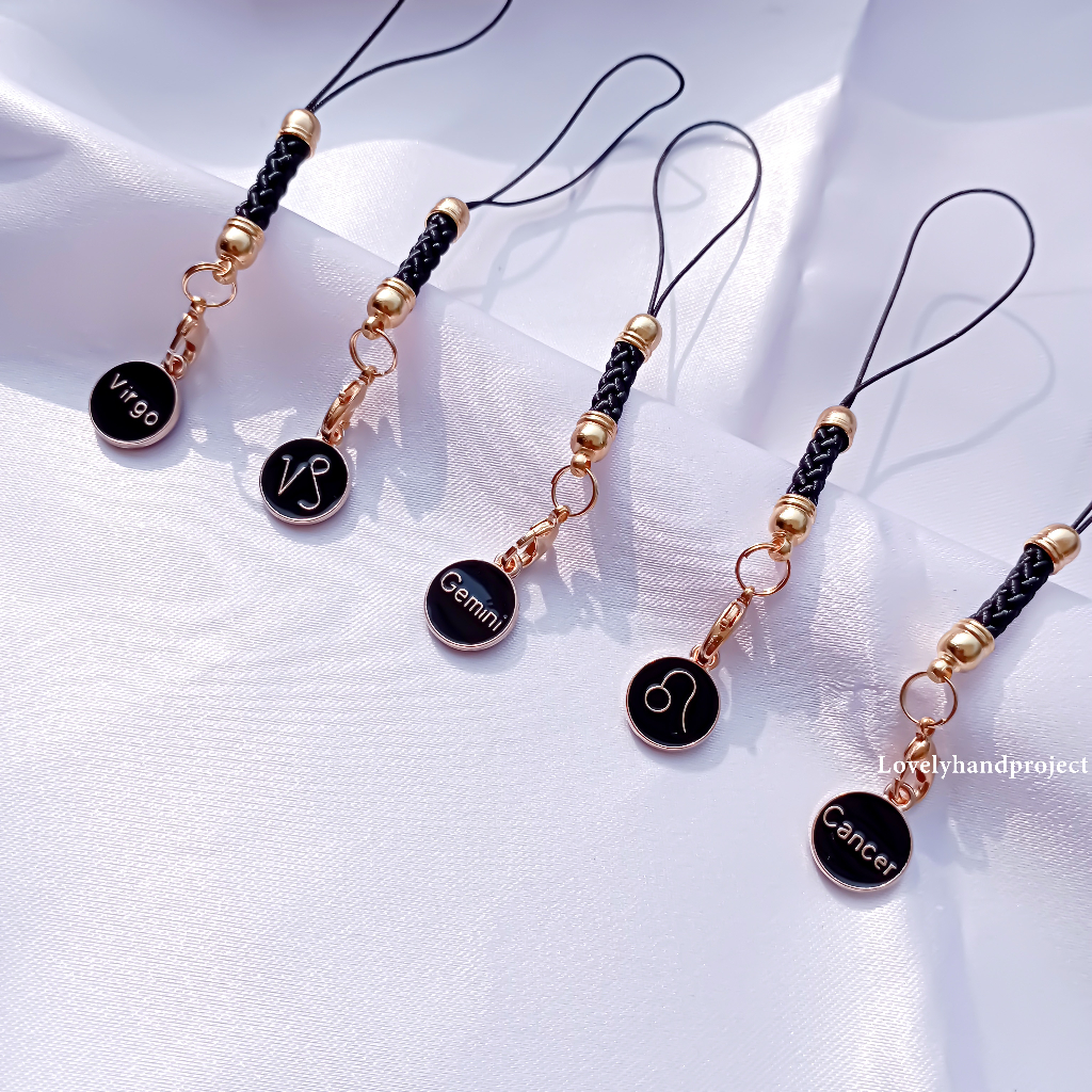 Gantungan HP Zodiak Tali Strap Phone Gantungan Kunci Keychain Desain Rasi Bintang Gemini virgo Lovelyhandproject