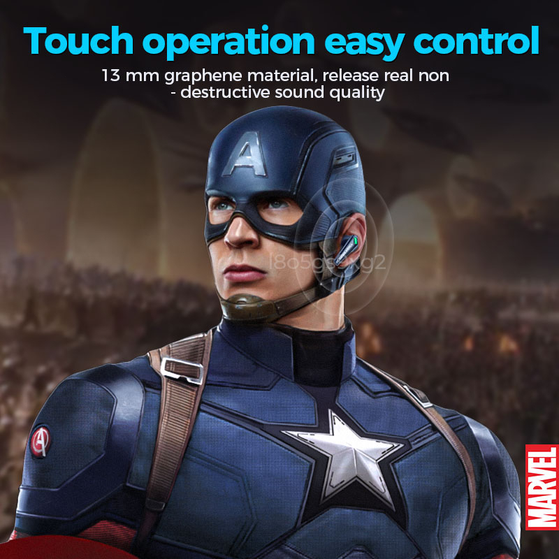 100% Original Disney S18 Earphone Marvel Series Bluetooth 5.3 TWS Wireless Gaming Headset Whit Mic Peredam Kebisingan Earbuds