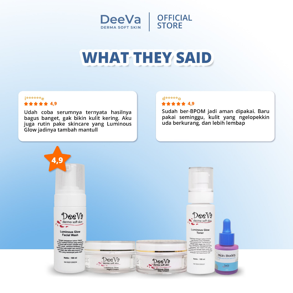 DeeVa Derma Soft Skin - Paket Glow and Shine (untuk kulit kering, kusam, dark spots)