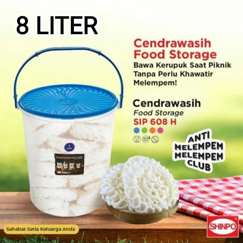 Toples tenteng 8 liter shinpo/toples kerupuk/toples plastik serbaguna shinpo
