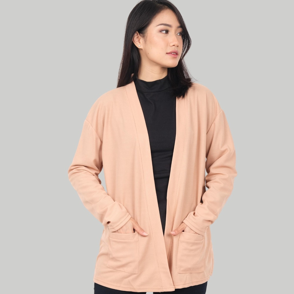 Cardigan Oversize Wanita Bahan Waffle Co02Pa