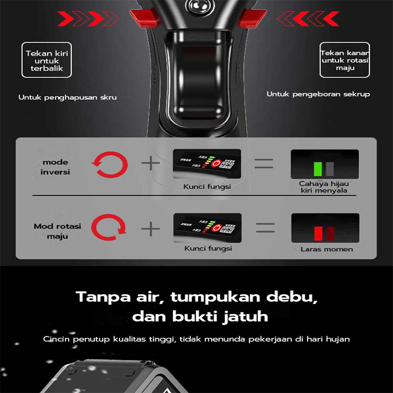 CORDLESS IMPACT WRENCH BRUSHLESS 580N.M impact baterai 3200r/min MESIN BOR UNTUK BAUT MOBIL impact 21v original 1 baterai impek baterai