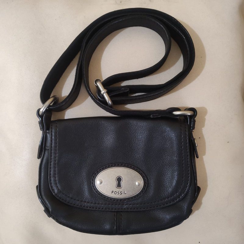 Tas Fossil Maddox Mini Flap Black Hitam Crossbody Preloved