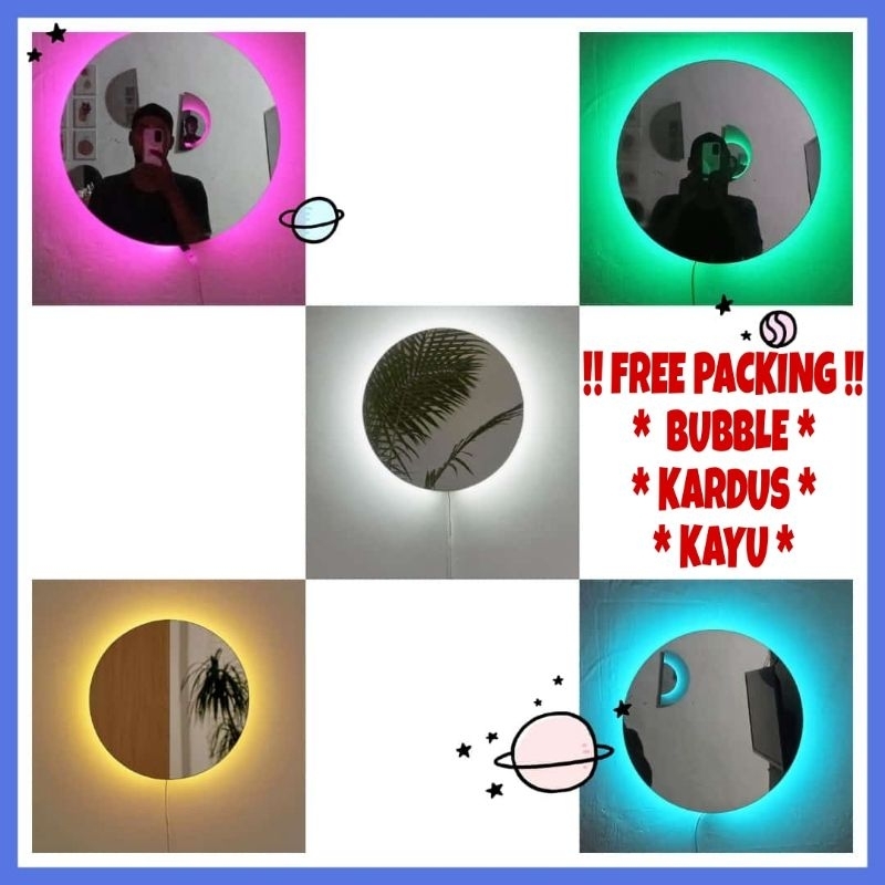 Cermin Dinding Estetic / Aestethis mirror led / Cermin Estetik / cermin bulat Dipasang di Dinding