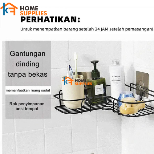 【KF】Rak Sudut Kamar Mandi Tempel Dinding Serbaguna Rak Sudut Dapur Bumbu Tempel Keramik
