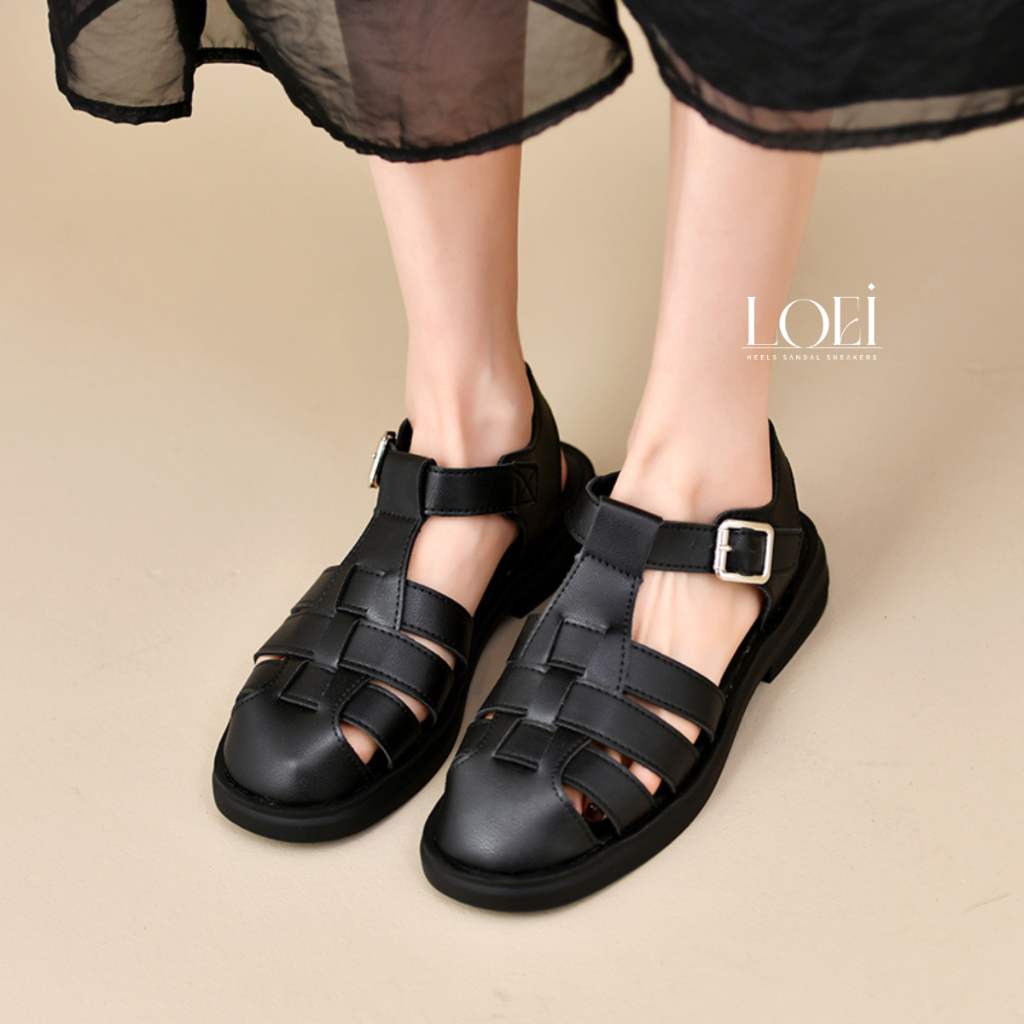 Sandal Tali Wanita Sepatu Jalan Jalan Wanita Wedges 10334 Bahan Kulit Sintetis Premium