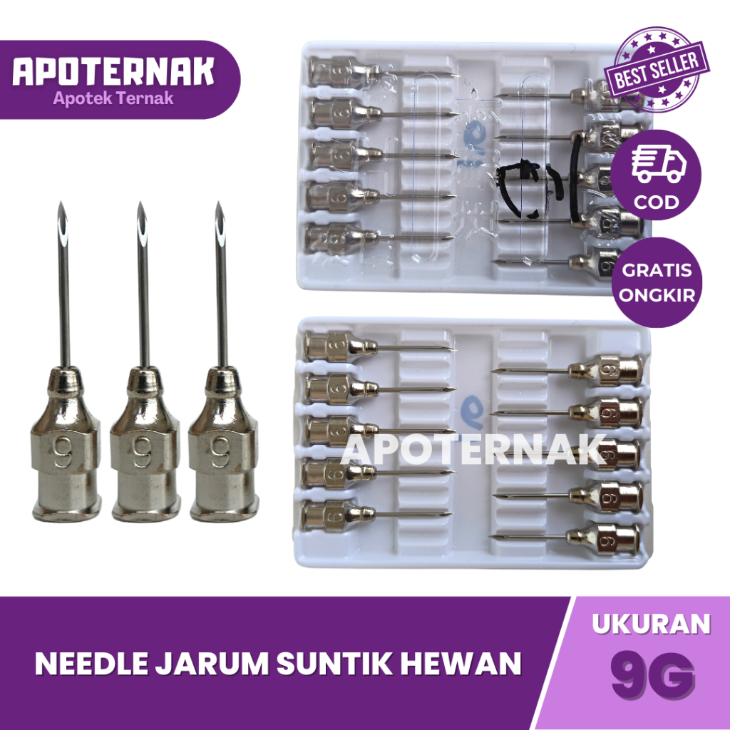 1 PACK JARUM SUNTIK HEWAN isi 10 pcs dan 12 pcs Ukuran Lengkap | Needle | Jarum Suntik Hewan Sapi, Kambing, Kuda, Babi, Anjing, Kucing, Ayam, Unggas, dll | Needle JARUM 7G 9G 12G 14G 16G 17G 18G 20G 21G 22G