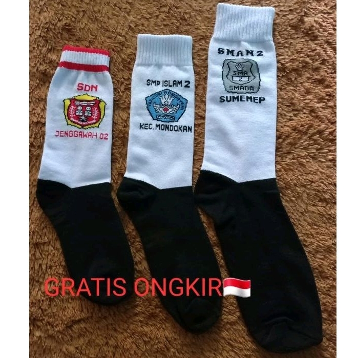 kaos kaki logo sekolah custom bordir