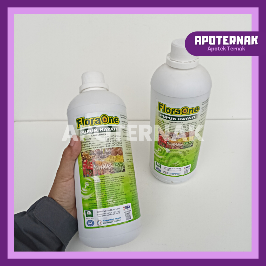 PUPUK FLORA ONE Cair 1 Liter | Pupuk Hayati Tricoderma Cair Atasi Busuk Akar dan Buah | Fungisida Hayati Trichoderma Layu Fusarium Cabe Keriting | FLORAONE