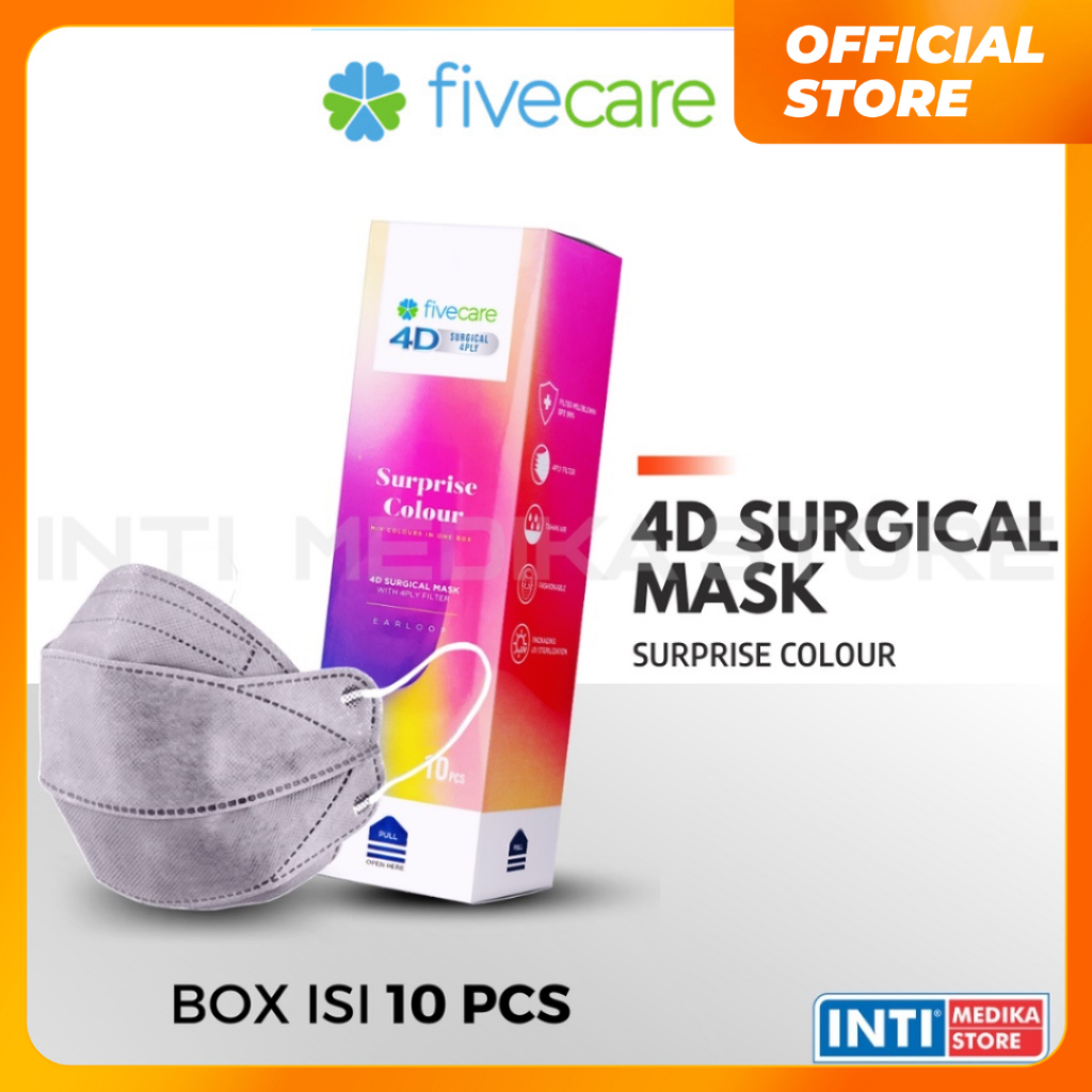 Fivecare - Masker 4D Surgical 4 Ply SURPRISE COLOUR | Masker Medis