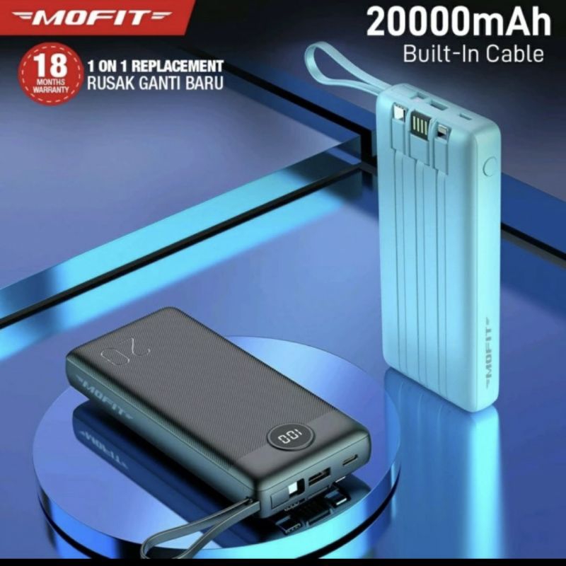 mofit powerbank m26 20.000mAh built-in kabel real capacity original