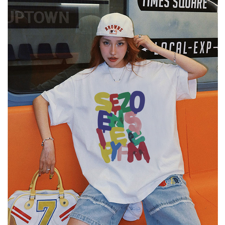 kaos oversize wanita import lengan pendek american retro letter graffiti print T-shirt kekinian kaos couple