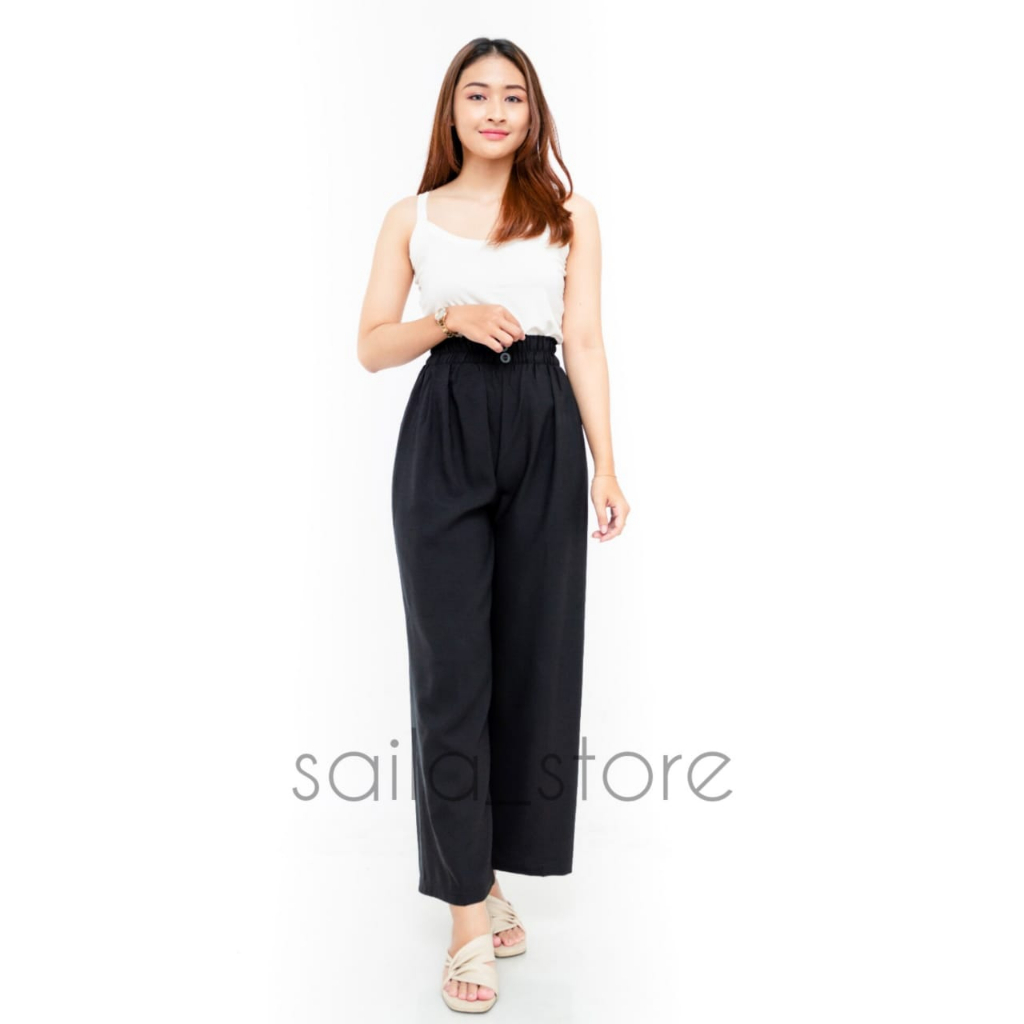 KULOT CRINKLE AIRFLOW Premium 2 Kancing Loose Pants Big Size Celana Panjang Highwaist Wanita Kekinian