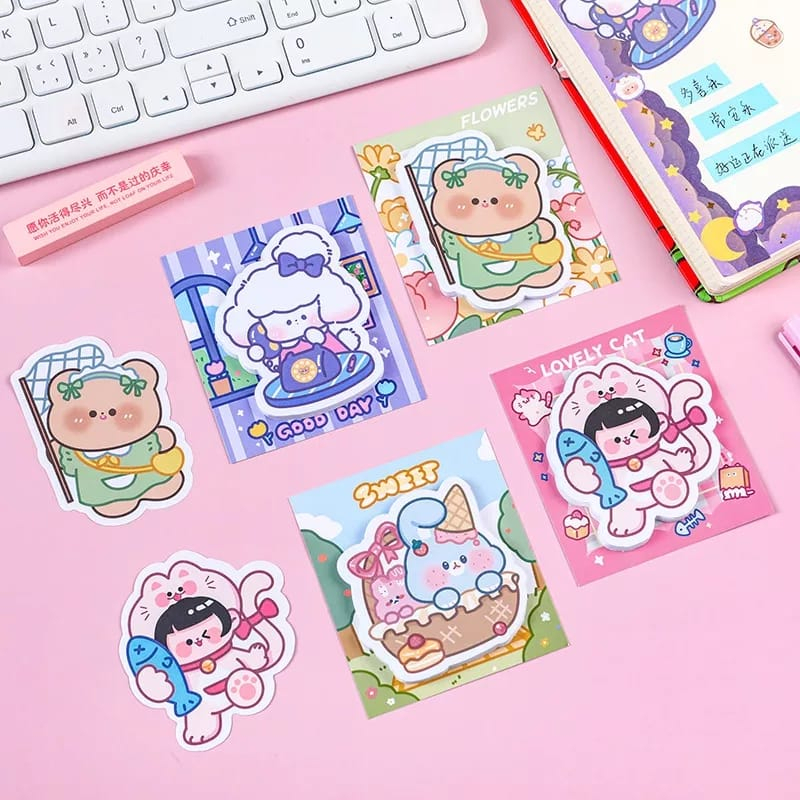 Sticky Notes Kartun Lucu Bear Cat Girl