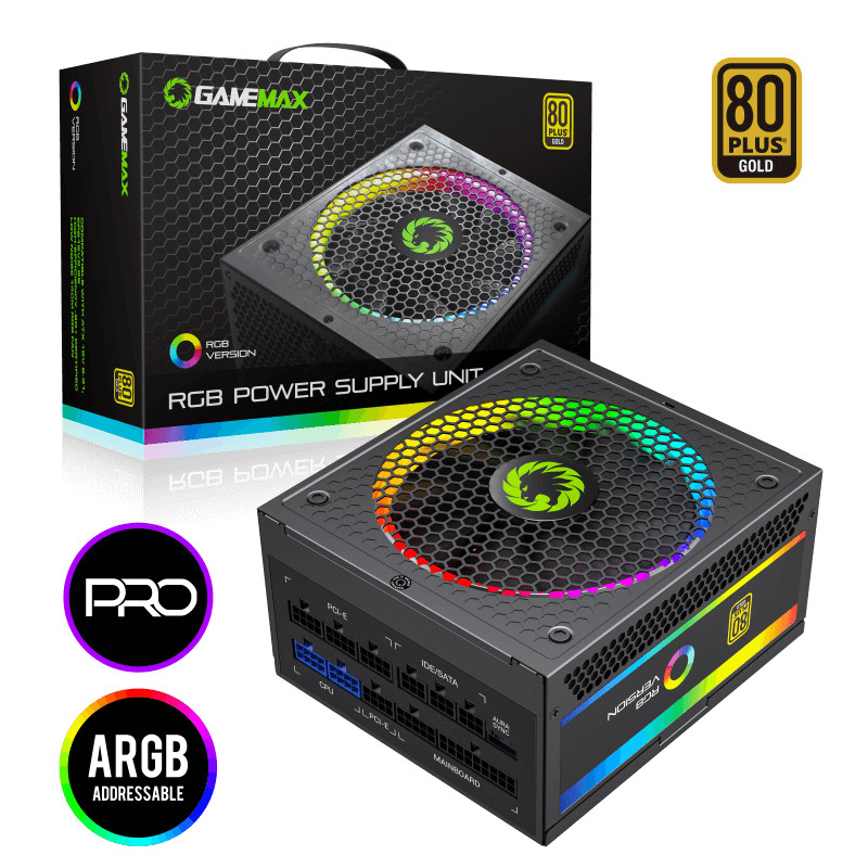 Gamemax PSU 750W Pro 80+ Gold Fully Modular RGB