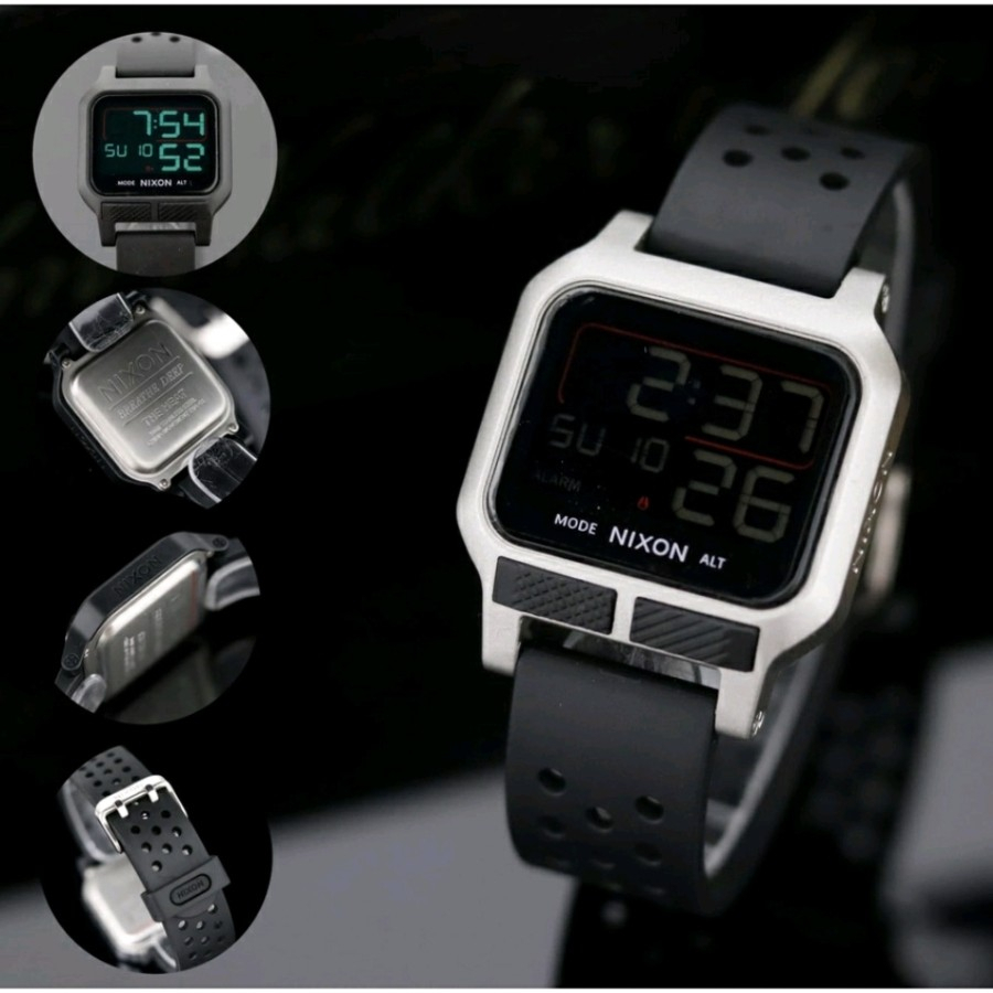 JAM TANGAN NIXON PRIA H75 TALI RUBBER DIGITAL TANGGAL AKTIF DM 3.8CM FREE BOX &amp; BATERAI || JAM TANGAN FASHION NIXON PRIA