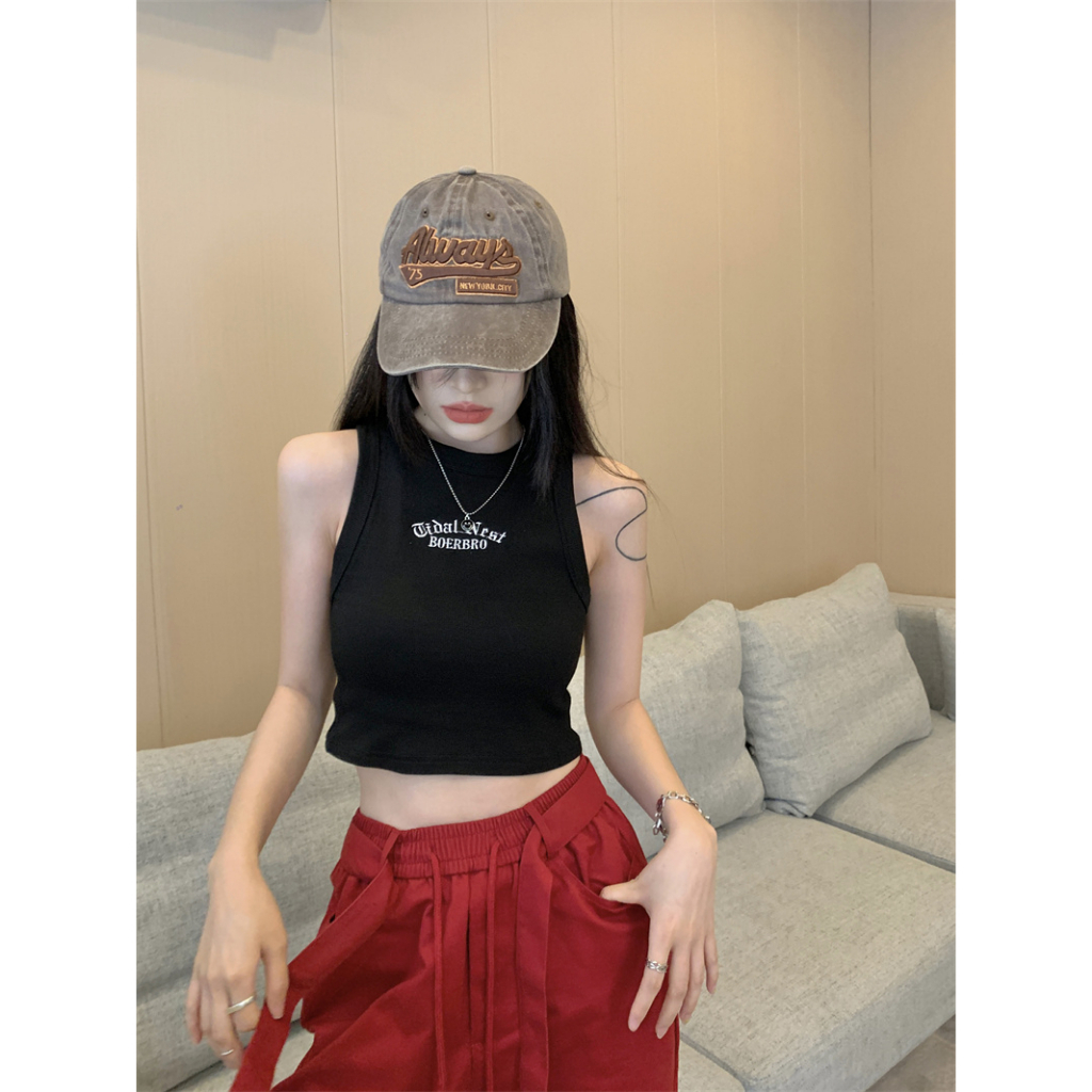 Rib Tanktop Crop Putih Wanita Tangtop Korean Style