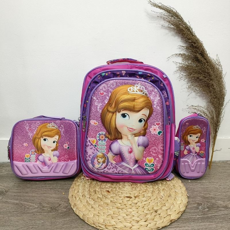 (COD) Vyctoria VOS555 Tas Ransel Anak Sekolah Karakter Lucu 3in1 Import JT555 555