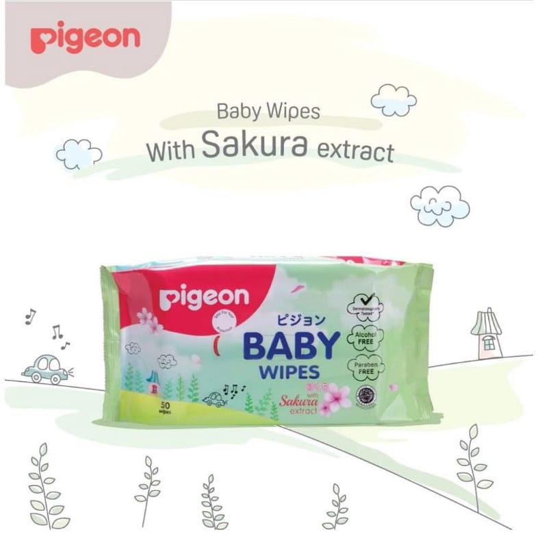 PIGEON Baby Wipes Sakura 50's (tidak pakai gratis)