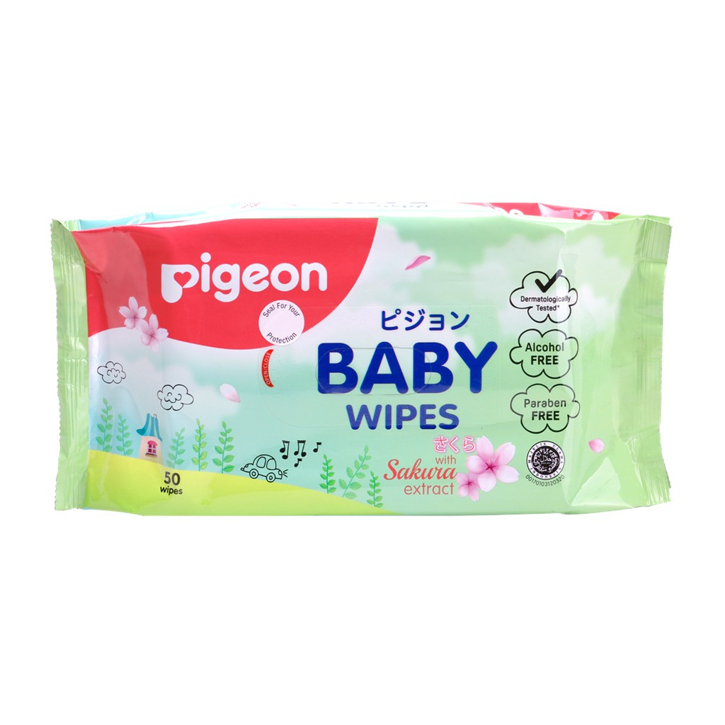 PIGEON Baby Wipes Sakura 50's (tidak pakai gratis)