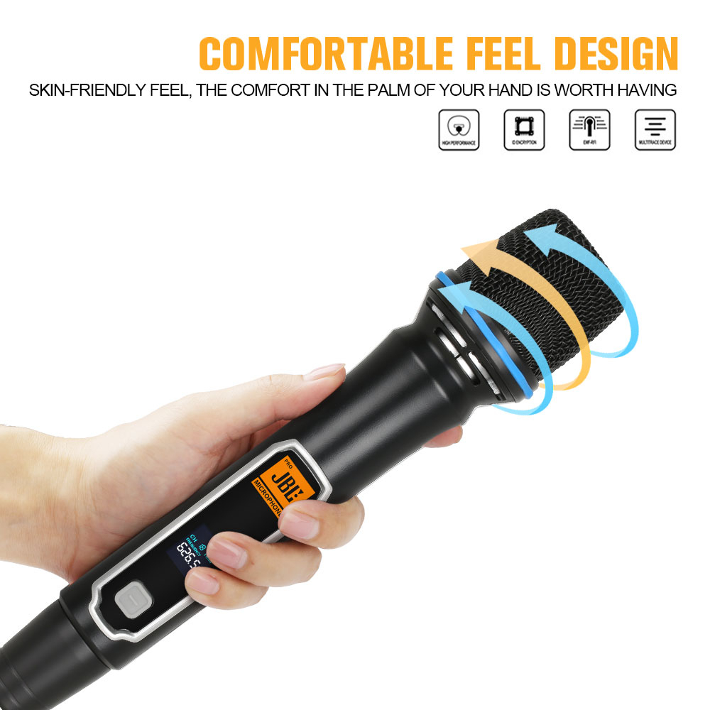 VP-606 Penerima Mikrofon Nirkabel Profesional Terbaru dengan Antarmuka USB UHF Satu-Dua dengan Mikrofon Nirkabel Asli yang Dapat Diisi Ulang