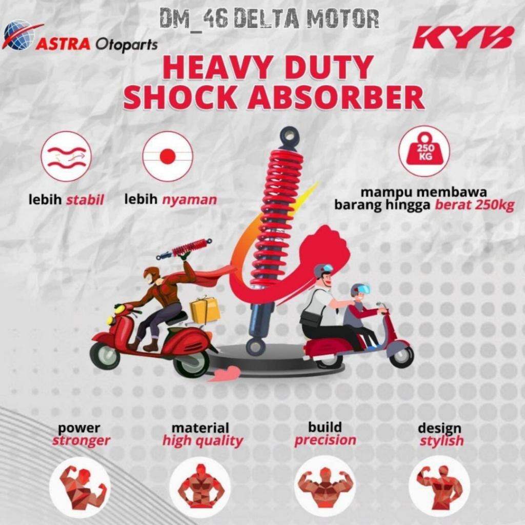 Shockbreaker Shock Belakang KYB Heavy Duty 255mm Jupiter Z Vega Zr Vega R New Fizr Force1 Crypton