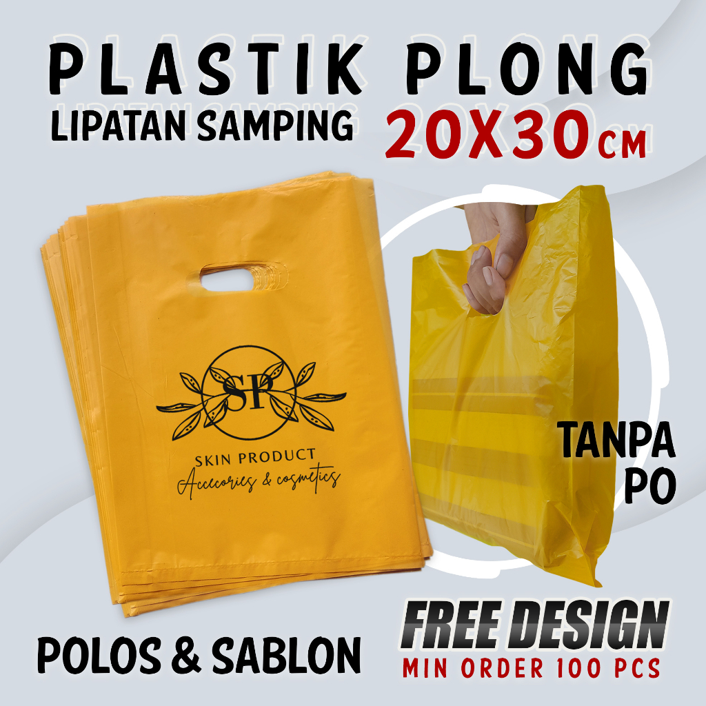SABLON PLASTIK HD PLONG LIPATAN SAMPING 20x30 CETAK TAS KANTONG KRESEK POND CUSTOM LOGO OLSHOP MURAH