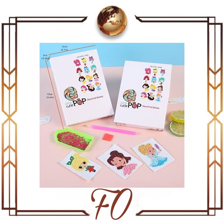 (FO)  Mainan Anak - Sticker  Diamond painting Cutie Pop Sticker Motif Princess Edukasi Painting Sticker Korea