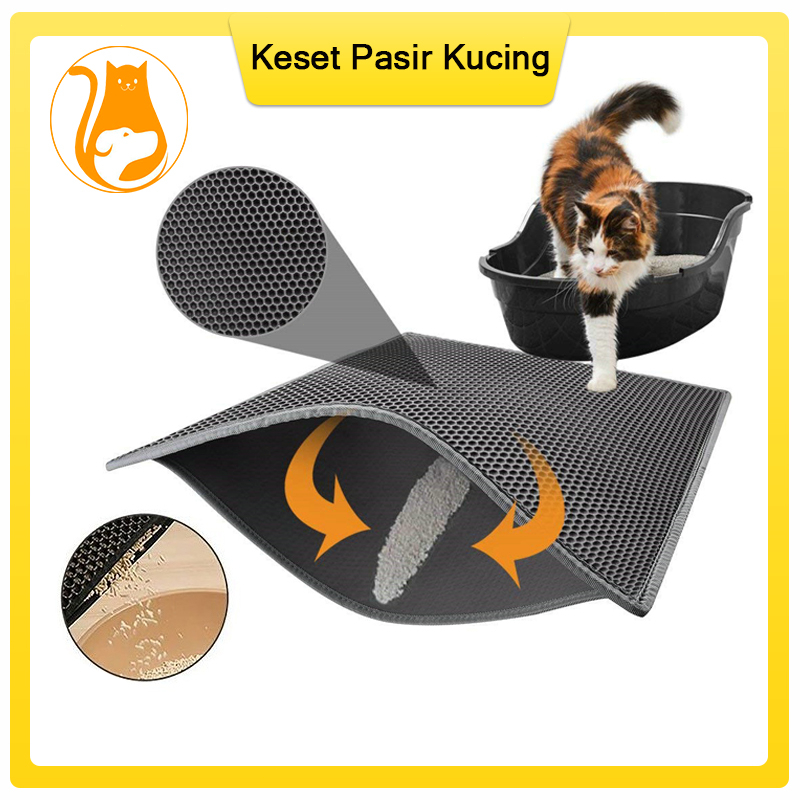 Hugopet Keset Pasir Kucing pet kotoran tikar lipat eva lapisan ganda Pet Litter Mat Double Layer EVA