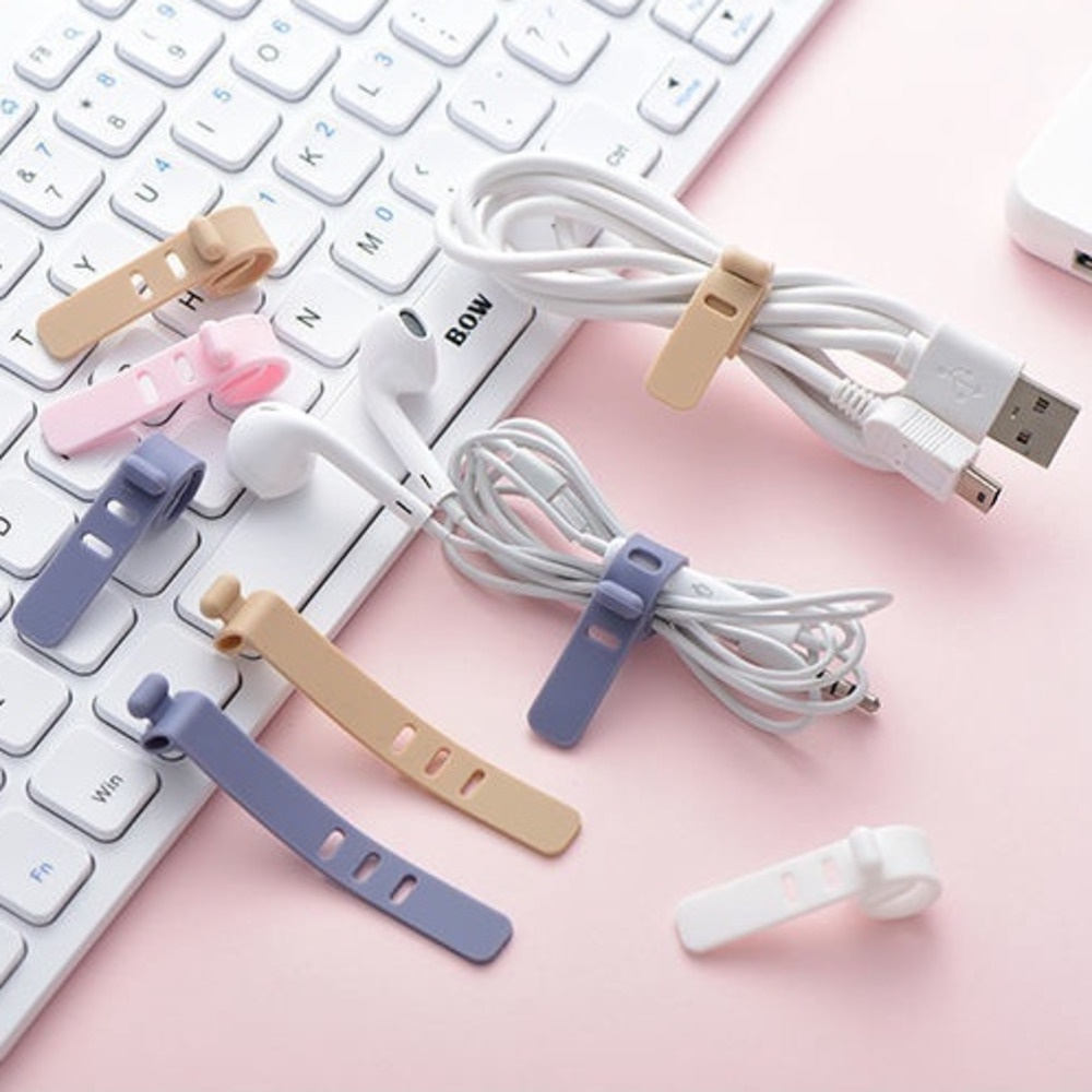 Silikon Pengikat Kabel Karet Penggulung Cable Binder Klip Cable Cord Penjepit Kabel Charger Hp Handphone Universal Candy Macaron