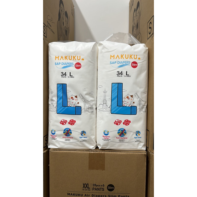 Makuku SAP Diapers Comfort Slim 2 Pack S Tape/M/L/XL/XXL