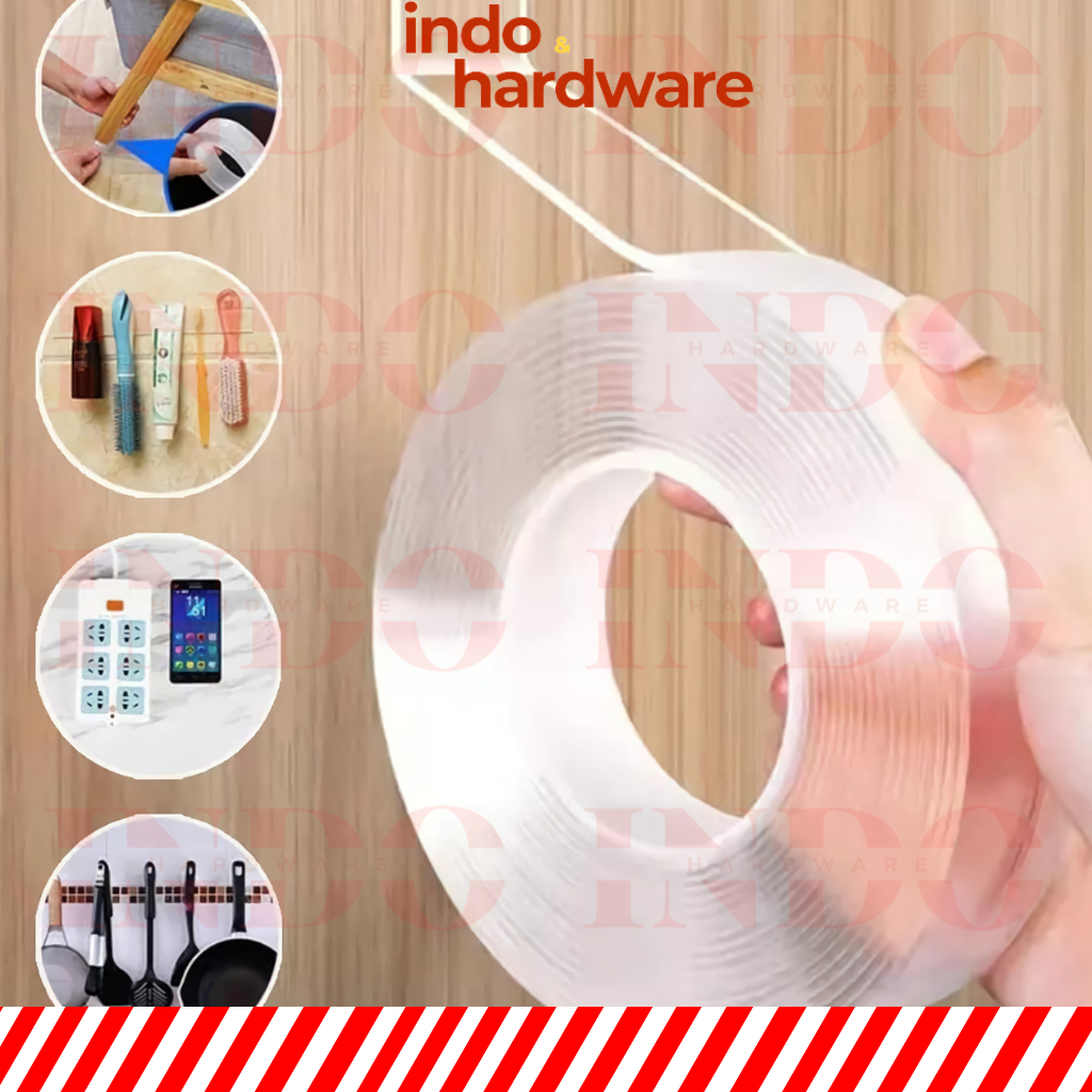 Lem Double / Doble Tape Transparant Nano Tape Lakban Selotip Isolasi Tempelan Perekat 2 Sisi Double 