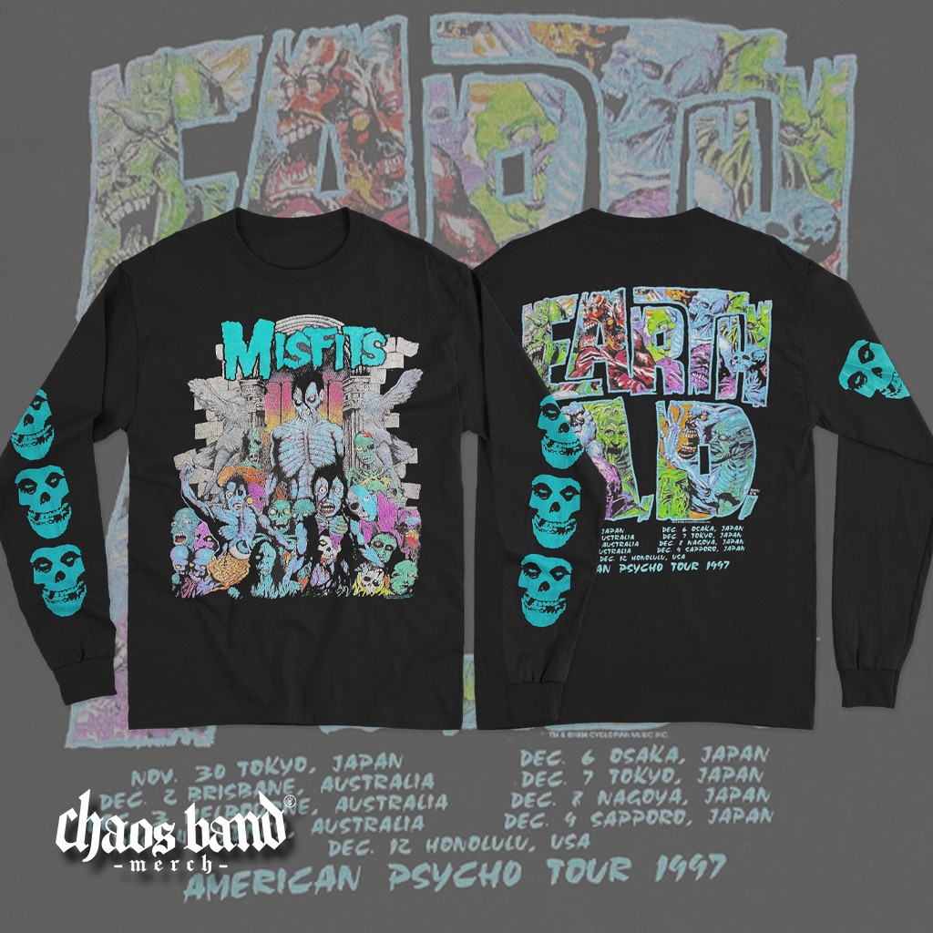 MISFITS - EARTH AD - AMERICAN PSYCHO TOUR 1997 (Long Sleeve - Back Print) Kaos Band