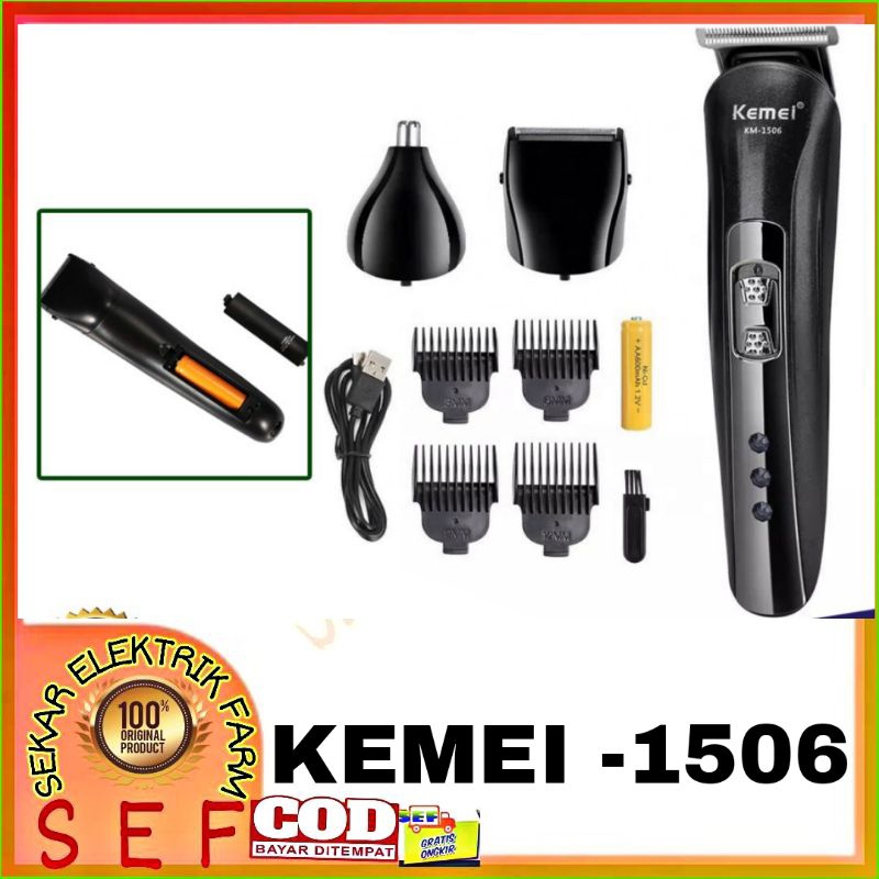 Kemei 1506 Alat Cukur 3in1 Shaver Bulu Kumis Jenggot Hidung Kuping / ALAT POTONG ELEKTRIK SEGALA JENIS RAMBUT