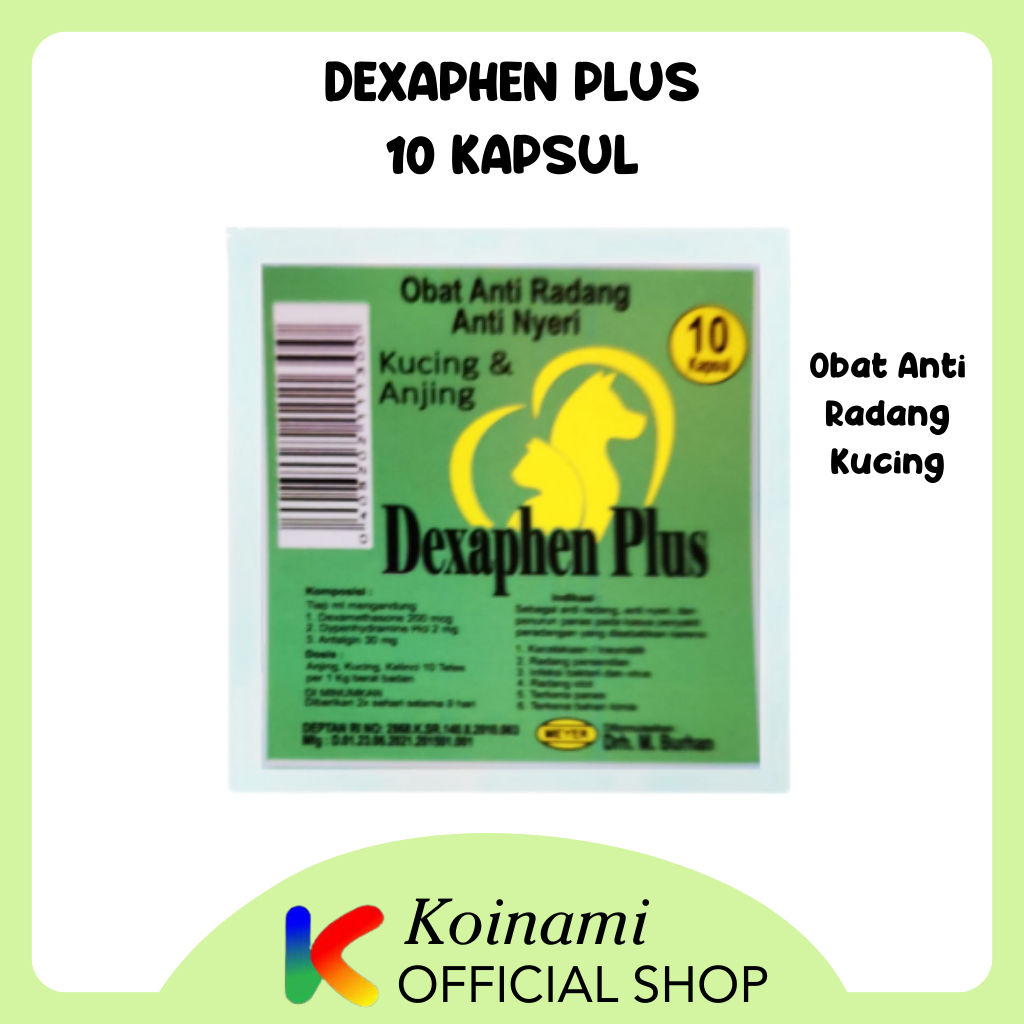 Dexaphen Plus 10 Kapsul / Obat Anti Radang Kucing Anjing / Obat Anti Nyeri Kucing Anjing / BTM