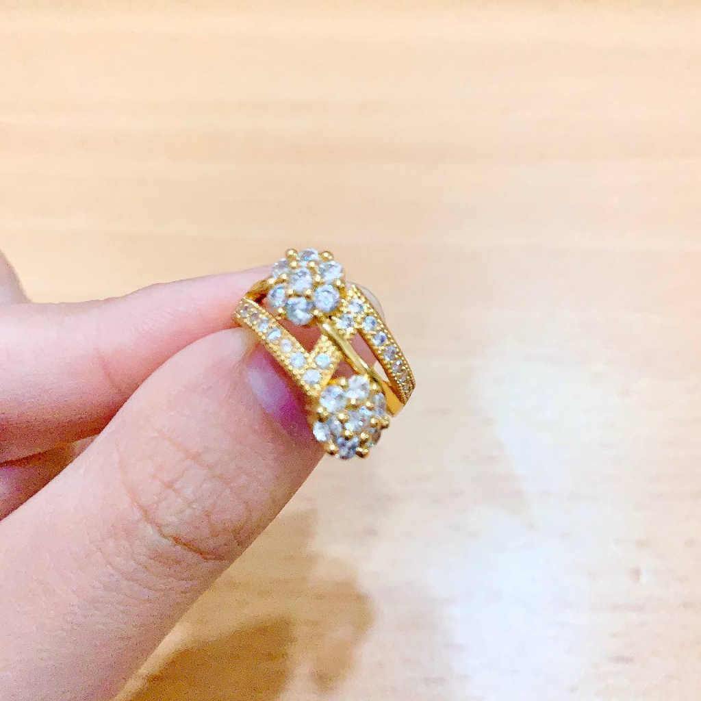 JT - Cincin Gold 2 Mata Bunga Emas Xuping