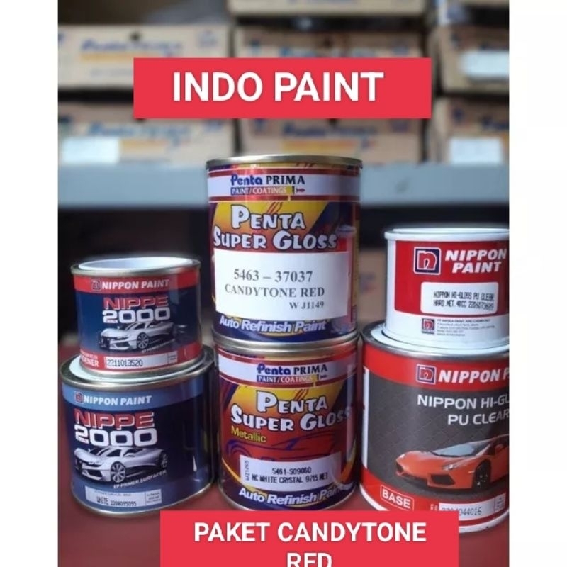 CAT PAKET LENGKAP PENTA CANDYTONE RED SUPER GLOSS