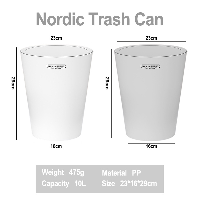 2PCS 10L Goyang Tutup Tempat Sampah Swing Bin Untuk Dapur Nordic Style Tempat Sampah Kamar Tidur Tempat Sampah Tempat Sampah dengan Penutup