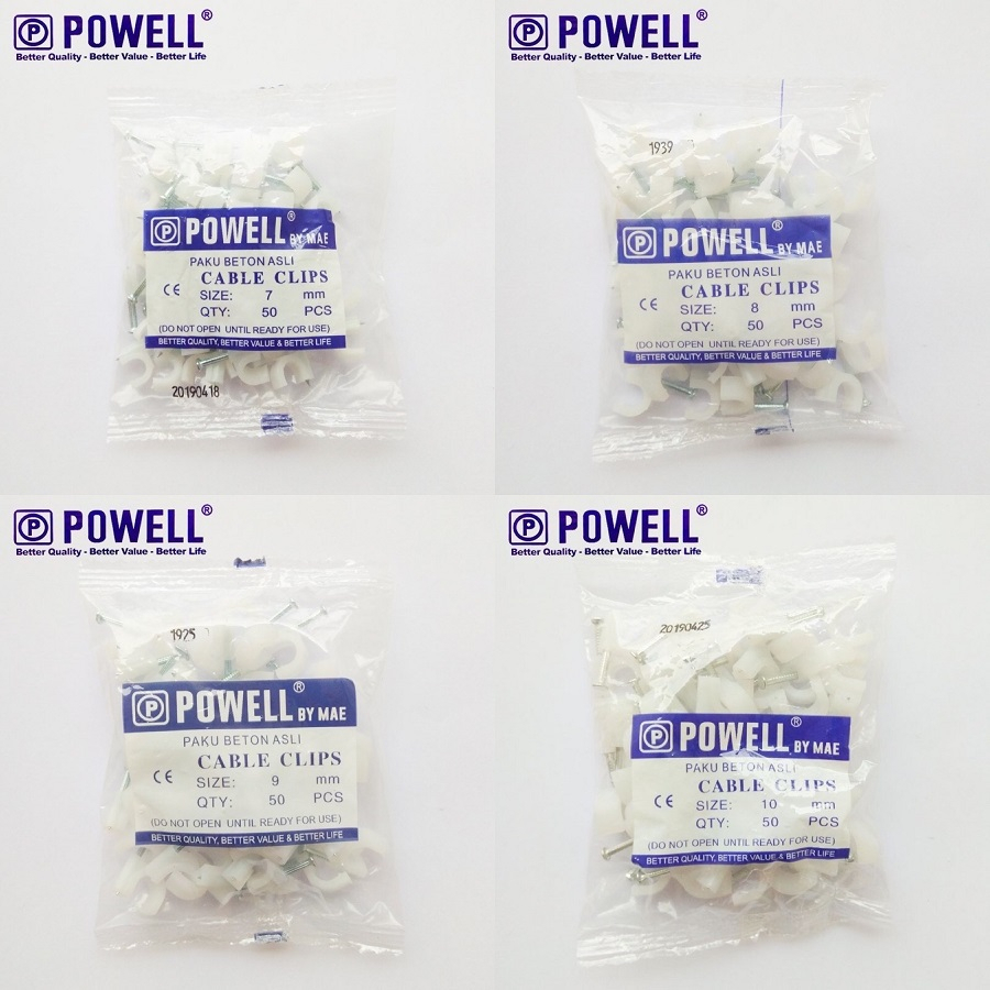 Paku Klem Sadel Beton Kabel Powell 4mm 5mm 6mm 7mm 8mm 9mm 10mm 12mm MM Cable Clip